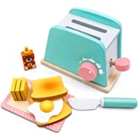 Tiny Land Utensilios Cocina Juguete 10 Piezas-Tostadora Pan Comida de Juguetes Montessori Madera Juguete Alimentos de…